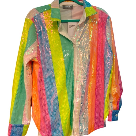 Rainbow Sequin button down by blue b - Picture 1 of 9